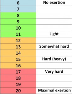 Borg Scale of Perceived Exertion